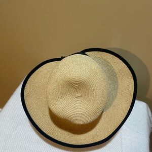 Stylish Straw Sun Hat with Black Trim